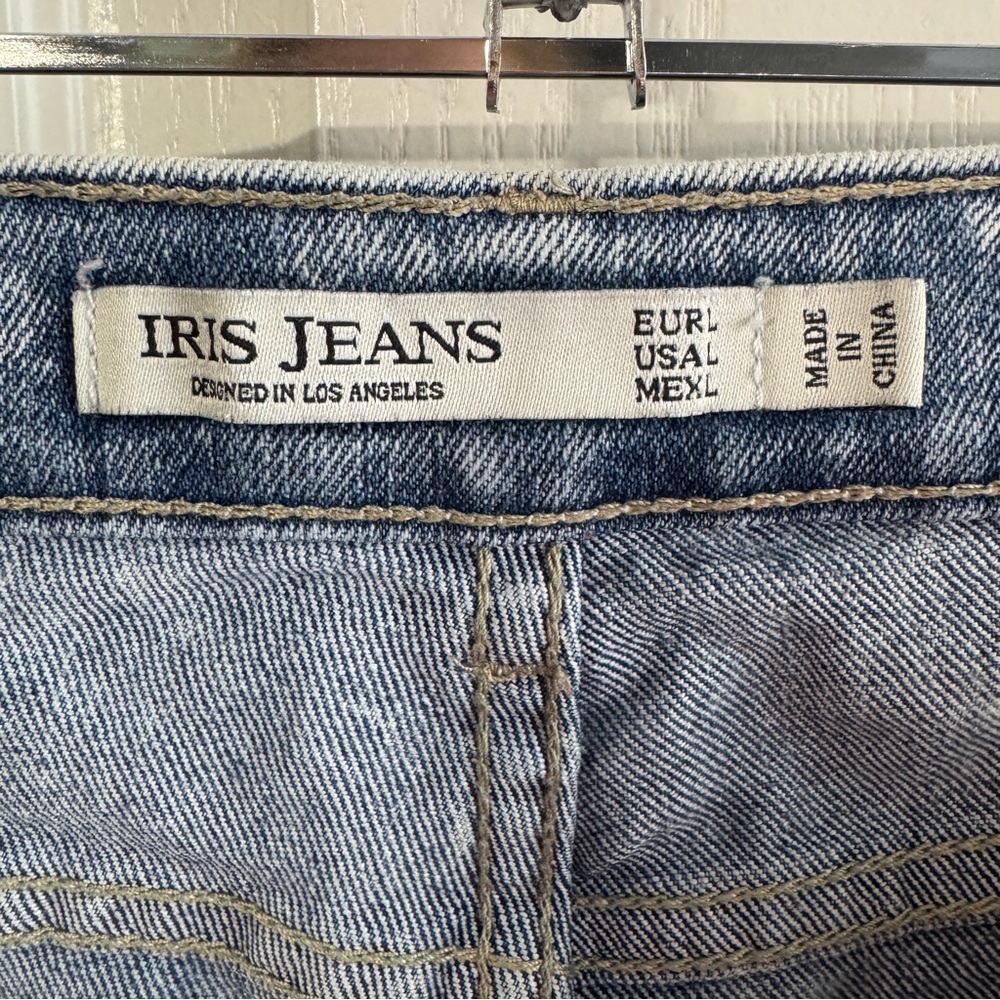 Iris Jeans blue‎ shorts white lace size large - Picture 4 of 5